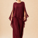 Flowing Chiffon Overlay Mother of the Bride Pant Set