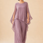 Flowing Chiffon Overlay Mother of the Bride Pant Set
