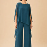 Flowing Chiffon Overlay Mother of the Bride Pant Set