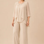 Mother of the Bride Chiffon Overlay Pant Suit