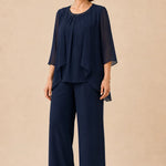 Mother of the Bride Chiffon Overlay Pant Suit
