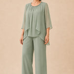 Mother of the Bride Chiffon Overlay Pant Suit