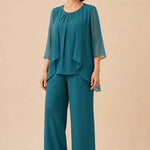 Mother of the Bride Chiffon Overlay Pant Suit