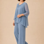 Mother of the Bride Chiffon Overlay Pant Suit