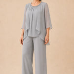 Mother of the Bride Chiffon Overlay Pant Suit