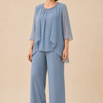 Mother of the Bride Chiffon Overlay Pant Suit