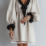 Vera | Ruffle-Trim Puff-Sleeve Mini Dress