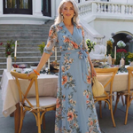 Elowen | Floral Wrap V Neck Maxi Dress