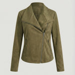 Isabella | Women's Asymmetric-Zip Tailored Faux Suede Biker Leather Jacket