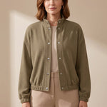 Heather | Cropped Textured Stand-Collar Jacket