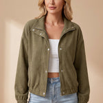 Heather | Cropped Textured Stand-Collar Jacket
