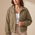 Heather | Cropped Textured Stand-Collar Jacket
