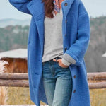 Victoria | Women's Long Hooded Button-Front Fleece Coat