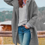 Victoria | Women's Long Hooded Button-Front Fleece Coat