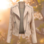 Amelia | Women's Moto-Style Zip-Up Faux Leather Biker Jacket