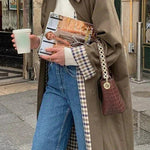 Sophia | Women's Oversized Plaid-Lined Long Trench Coat